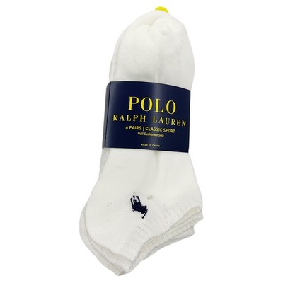 NWT 6-PAIRS PACK POLO RALPH LAUREN MSRP $28.99 MEN BLACK NO SHOW SOCKS SIZE 6-12