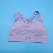 Victorias Secret Sports Bra Small Purple Seamless Lightly Lined Ribbed Padded VS