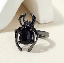 Black Spider Gothic Ring Adjustable Halloween...