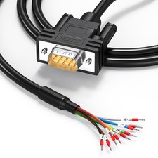 DB9 Male to Bare Wire RS232 Serial Cable, D-SUB 9-Pin Extension Cord 26AWG 3F...