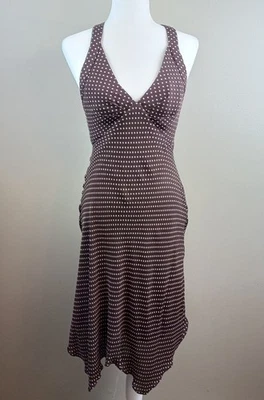 Donna Ricco Womens Silk Polka Dot Brown Dress Size 8P Babydoll Y2K Dark Fairy - Image 1 of 4