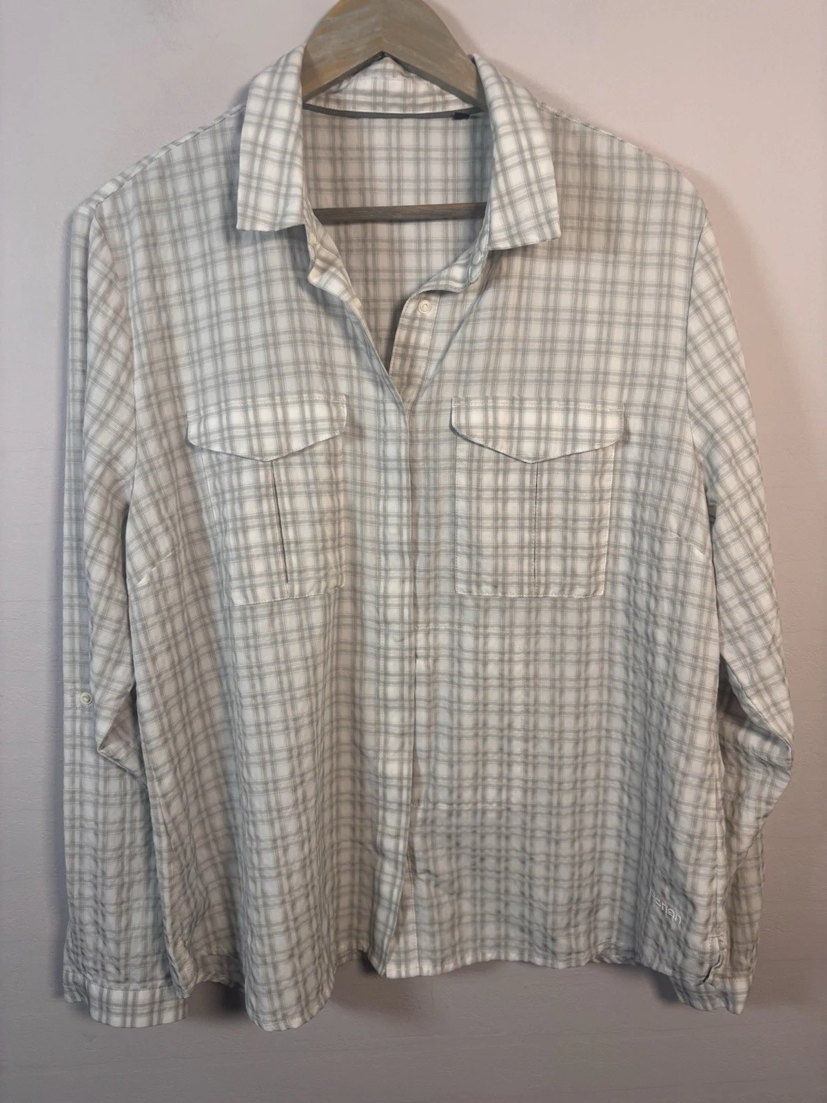 Rohan Womens Sanctuary Shirt Long Sleeve Hiking Travel Top Sun Protection Check