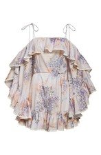 AUTH Zimmermann Cascadian Floral Print Ruffle Minidress Size 0 AU/4 US