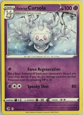 Galarian Cursola Rare SWSH08: Fusion Strike 118/264 NM
