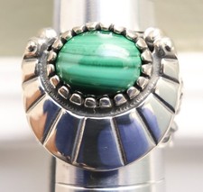 American West ring Fritz Casuse Carolyn Pollack malachite sterling silver Size 6