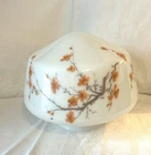 VINTAGE CEILING LIGHT GLOBE WHITE WITH CHERRY BLOSSOMS 3 3/4 Inches Fitter