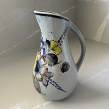 Vintage Tonala Mexican Folk Art Pottery Pitcher Jug Decorative Jalisco Signed