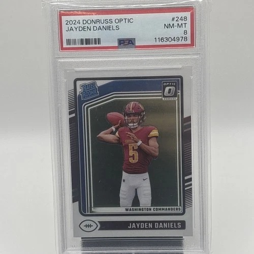 2024 PANINI DONRUSS OPTIC #248 JAYDEN DANIELS ROOKIE RC PSA 8