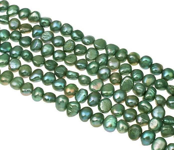 Süsswasserperlen Zuchtperlen Reiskorn 6mm Grün 22stk Natur Barock Perle D537 - Bild 3 von 4