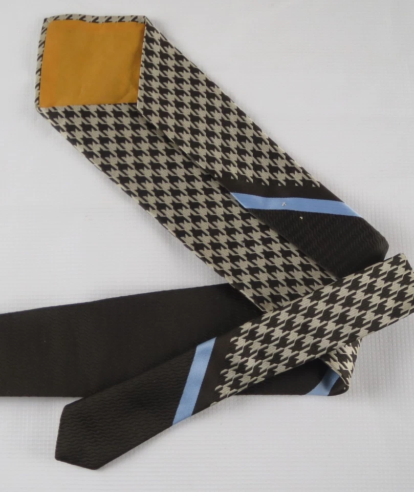 De colección. Corbata de seda pata de gallo negra con dientes de perro Damon Creations RN 16861 años 60 70 Foto 2 de 4