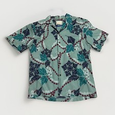 Vintage 90s Leimomi Hawaii Aloha Shirt Mens M Hawaiian Floral Lei Made in USA