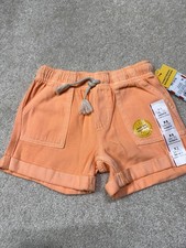 Cat and Jack Orange Peach Flexible Drawstring Easy On Easy Off Shorts XS 4/5 New