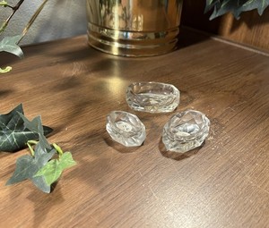 SALT CELLARs/OPEN SALTs ~  TRIO of NICE MULTI-FACETED CLEAR SALTS