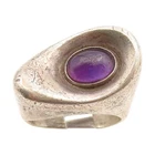 925 Sterling Silver Vintage Ring MEXICO Cabochon Amethyst Band  Sz 7.5  RG34963
