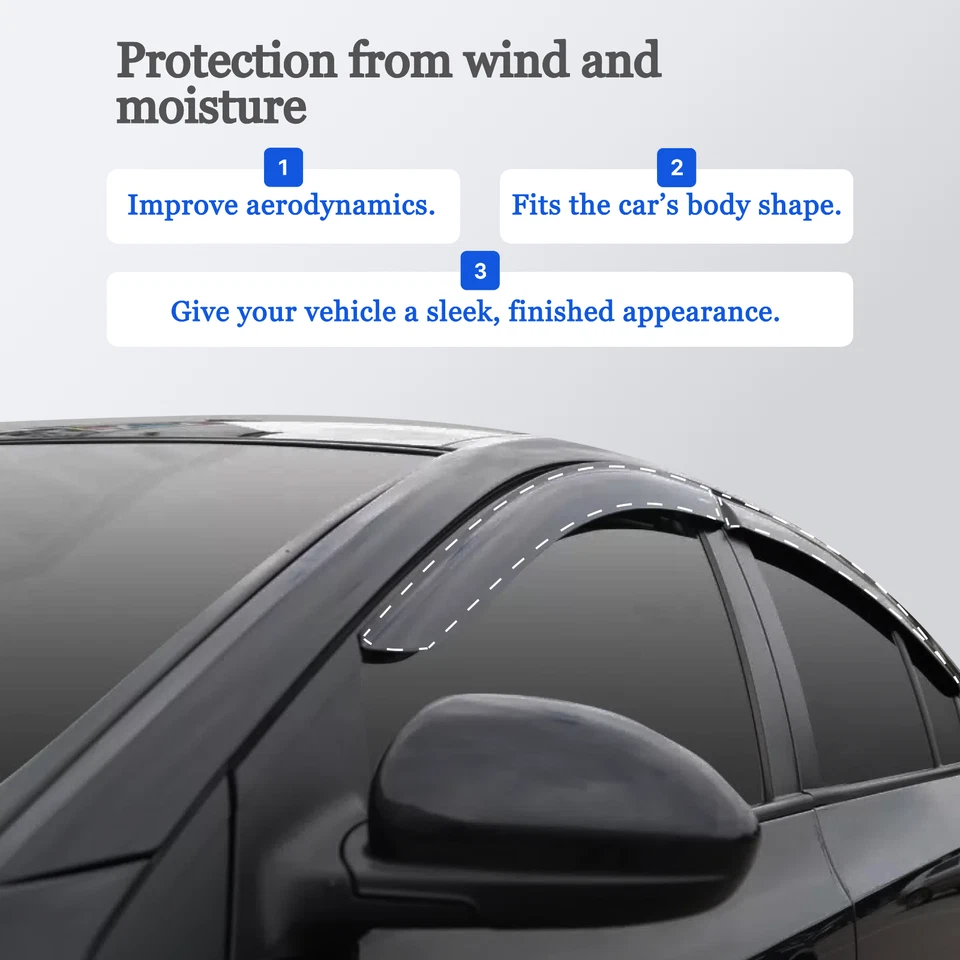 Paraseras de ventana con cinta adhesiva 4 piezas protectores de lluvia aptos para deflectores de viento Genesis G90 2016-2022 Foto 4 de 4