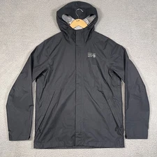 Mountain Hardwear Rain Shell Mens M Black Full Zip Hooded Outdoors Gorpcore