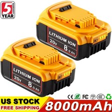 2x 8.0AH Lithium Ion Battery For DeWalt 20V 20 Volt Max XR DCB206-2 DCB205-2 New