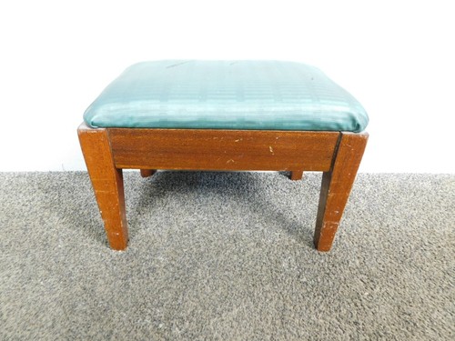 Small Vintage 1960s Solid Wood Footstool Footrest Rectangle 15 x 10"