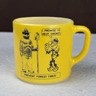 RARE! Vtg Reddy Kilowatt Smokey the Bear Fire-King Federal Glass Advertising Mug