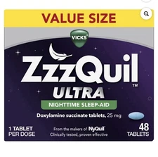 ZzzQuil Ultra Night Time Sleep Aid, Doxylamine Succinate, 48  Tablets