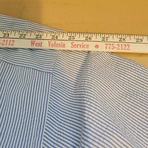 Ralph Lauren Seersucker camicia uomo 4XLT blu righe bianche manica corta rosa pony - Foto 5 di 8