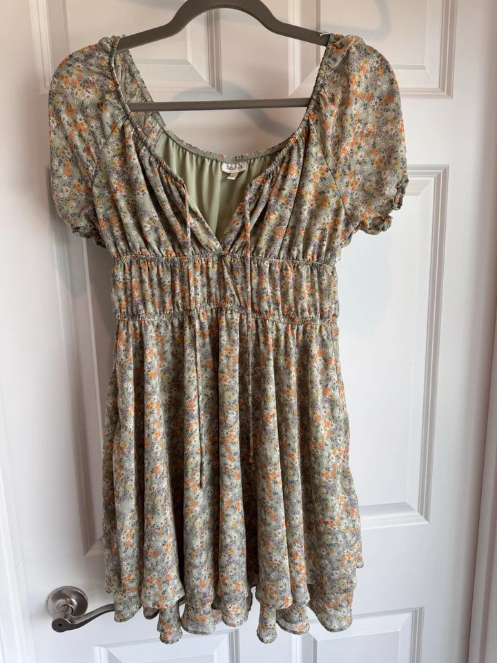 Mini Vestido Floral Lechera Juniors Cottagecore/Hada Estética Festival Ropa Foto 2 de 4