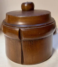 Antique 1800's Wooden Butter Mold Stamp Press Primitive Hand Carved Exp. Groove