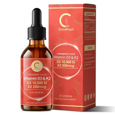 60ML Organic Vitamin D3 K2 Drops contain 10000 IU of Vitamin D,MCT (2 Oz)