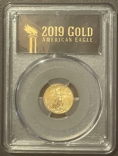2019 American Eagle $5 GOLD PCGS MS70 FDOI : BU GEM Coin 1/10 Oz Bullion : 10485