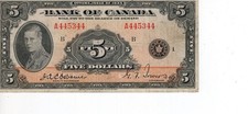 Dominion of Canada 1935 $5 Five Dollars Osborne-Towers Series A English VF
