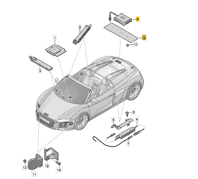 2017-2023 Audi R8 4S Bluetooth Antenna Bracket SDARS Module 4S0035503B OEM