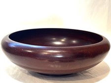 Large Vintage Hand Turned Wooden Bowl Mid Century Modern Danish Style 12  