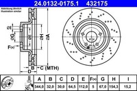 2 X Bremsscheibe ATE 24.0132-0175.1 FüR Mercedes-Benz SLK