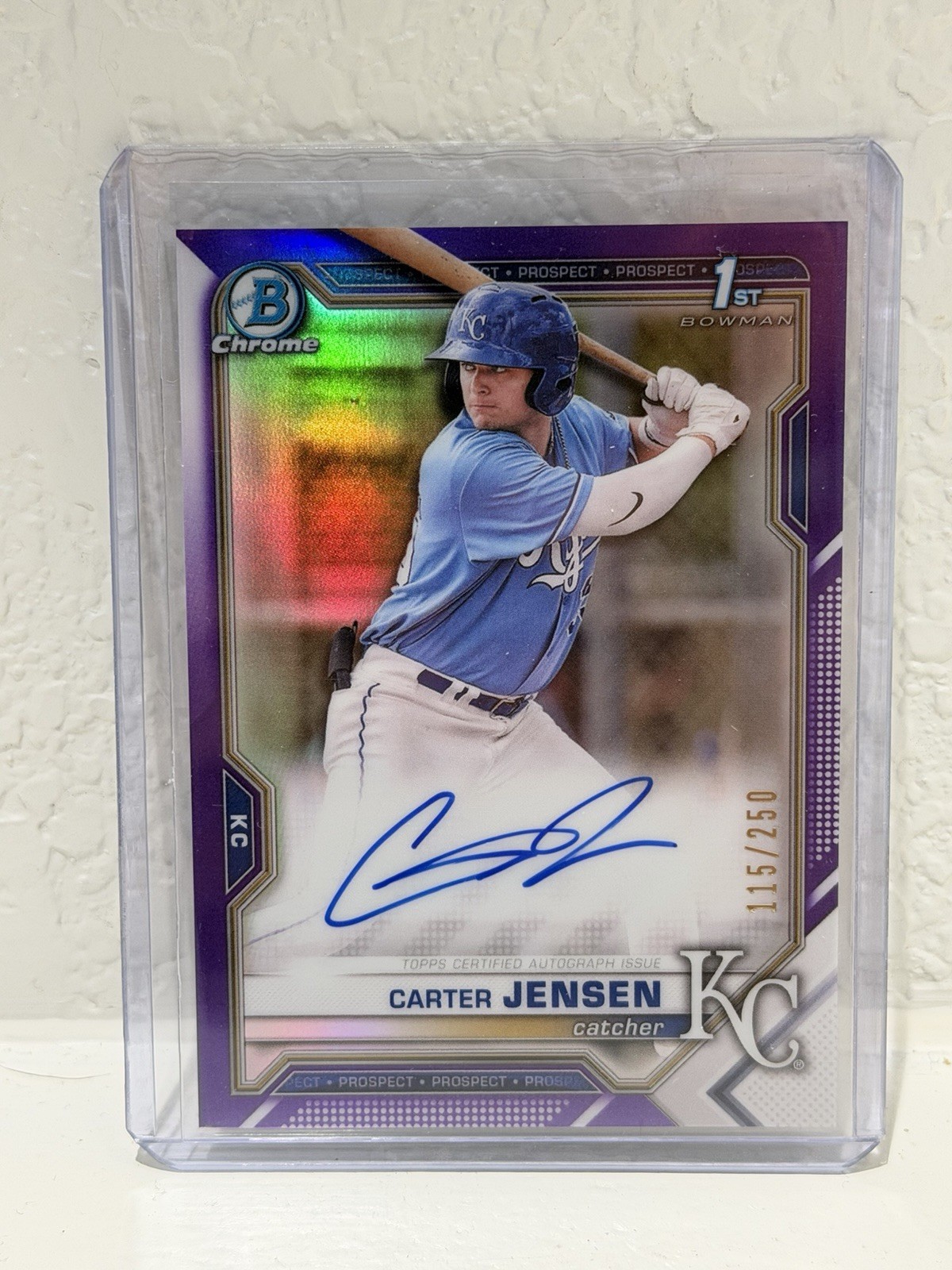 2021 Bowman Chrome 1st Auto  Purple Refractor /250 🔥 Carter Jensen 🔥 KC Royals