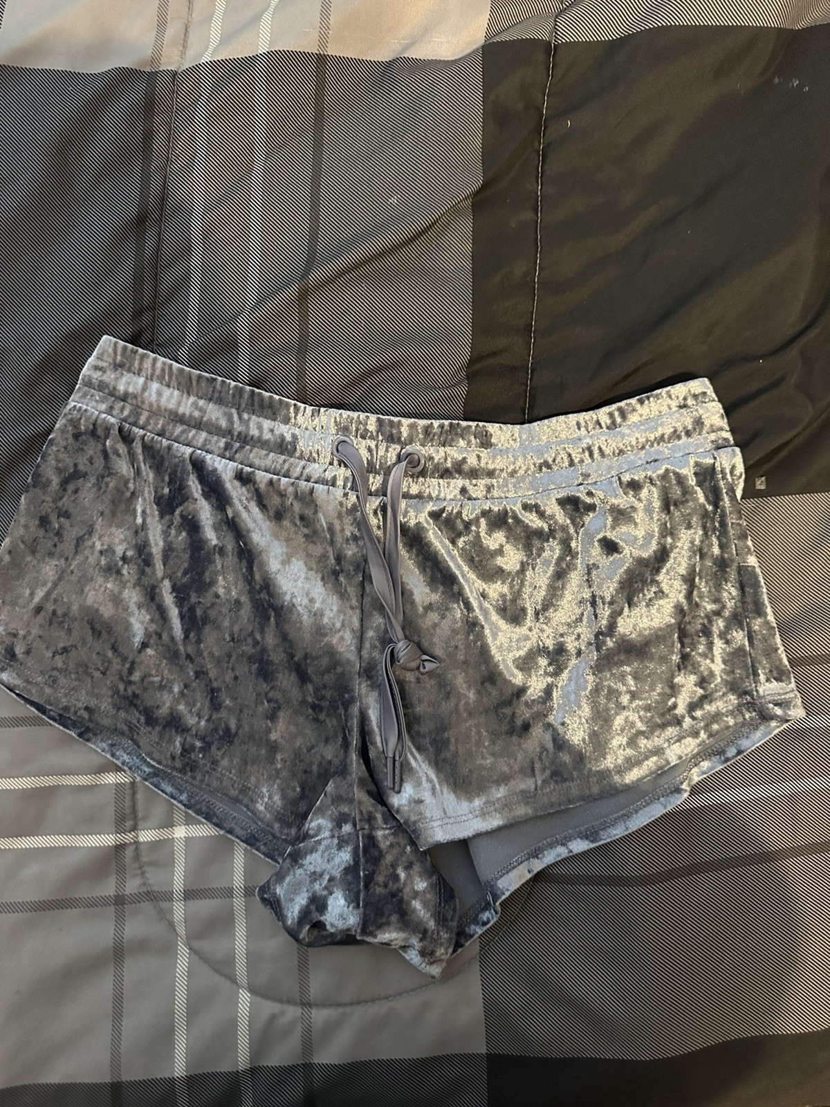 Xhilaration blue Gray Velour  Shorts Drawstring Elastic Waist Size S