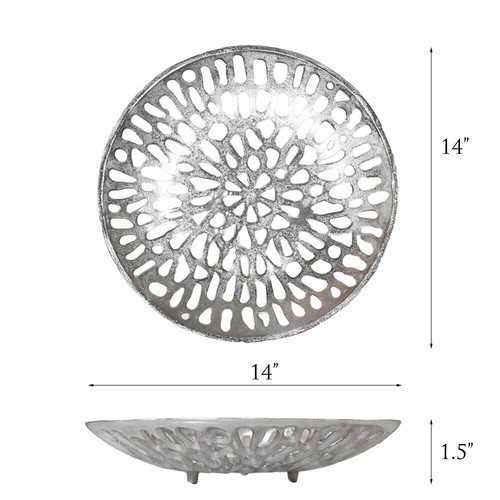 Handgefertigtes dekoratives silberfarben beschichtetes Aluminium Tablett 5,51 x 5,51 x 1,37 Zoll - Bild 9 von 9