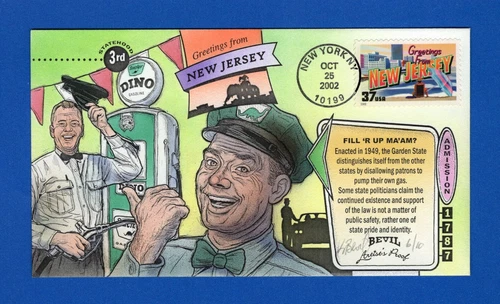Scott 3590 Greetings from New Jersey HP Bevil FDC Artist's Proof 10 Made