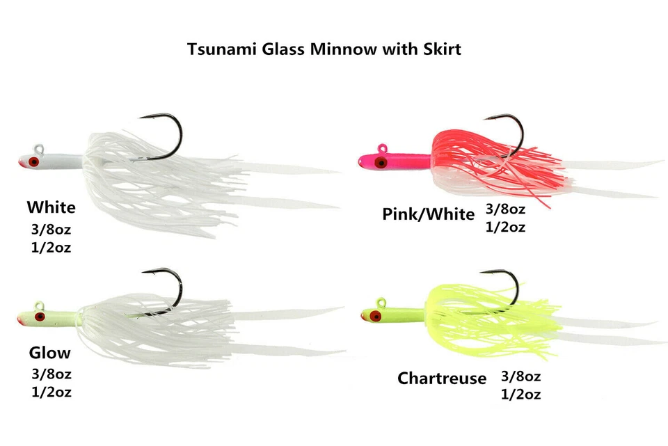 Tsunami Glass Minnow Teasers Silicone Skirt Fluke Sea Bass Flounder 1 Per Pack - Image 2 of 2