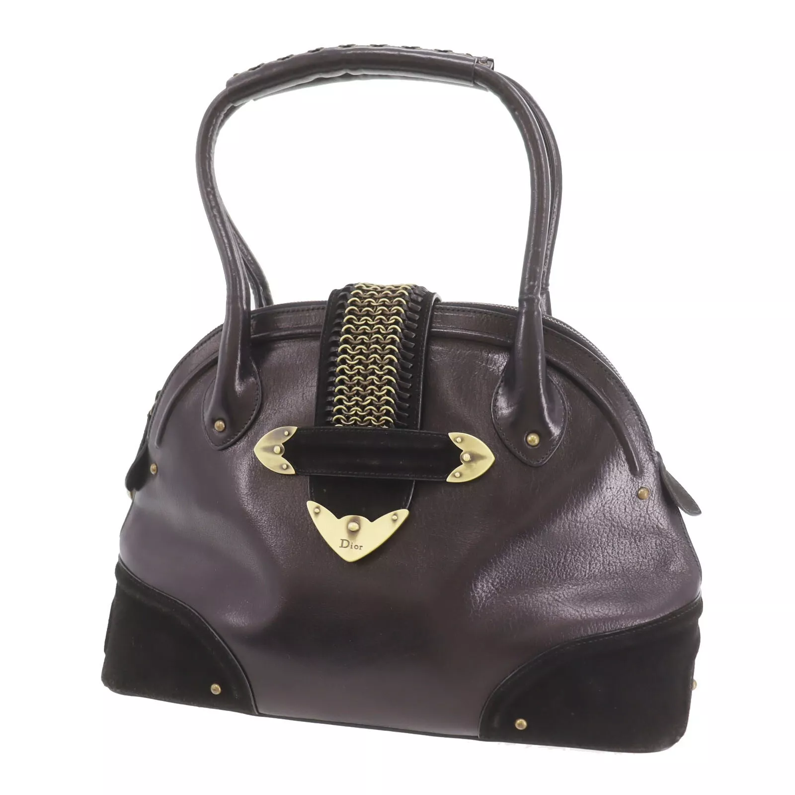 Sac à main Christian Dior logo occasion cuir noir vintage #CO988 S