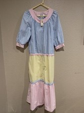 Vintage Saybury Medium Pastel Striped Seersucker House Dress Brand New Tags