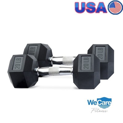 20lb Rubber Hex Dumbbells Pair Anti-Slip Ergonomic Design Home