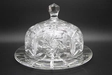 Crystal Cake Dish Atomic Pinwheel Heavy Deep Brilliant Cut 12" w x 8" h