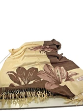 NEW BEAUTIFUL PASHMINA SHA  72" 70% PASHMINA 30% SILK IRIS FLORAL