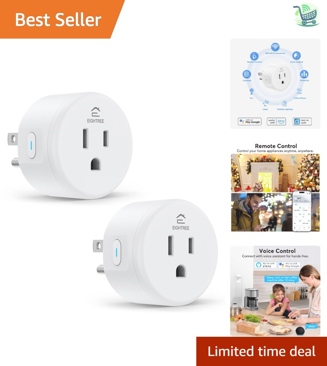 Smart Plug for Alexa & Google Home: Compact WiFi Outlet with Timer Function-image