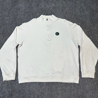 Bonobos Sweatshirt Mens Large Ivory Cotton Quarter Zip Pullover Golf Logo 