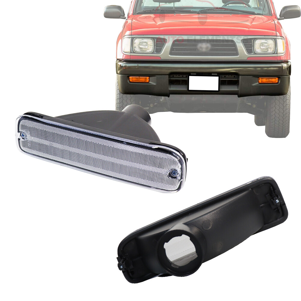 Euro Clear Turn Signal Bumper Lights – Fits 1995-2000 Toyota Tacoma – JDMTECH – Chrome Housing