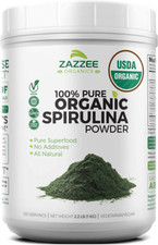 Zazzee USDA Organic Spirulina Powder 2.2 Pounds 1 KG , 303 Servings, 100 ...