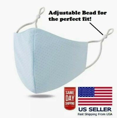 Ice Silk Face Mask Adjustable Light Blue Ice Silk Cooling Lightweight US Fast 