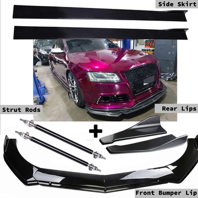 For Audi A3-A6 S5 S6 Front Bumper Lip Splitter Spoiler + Side Skirt For Audi A3-A6 S5 S6 Front Bumper Lip Splitter Spoiler + Side Skirt