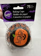 Wilton Halloween Standard Baking Cupcake Cups 75 Ct. Skulls  Pumpkins BOO NEW